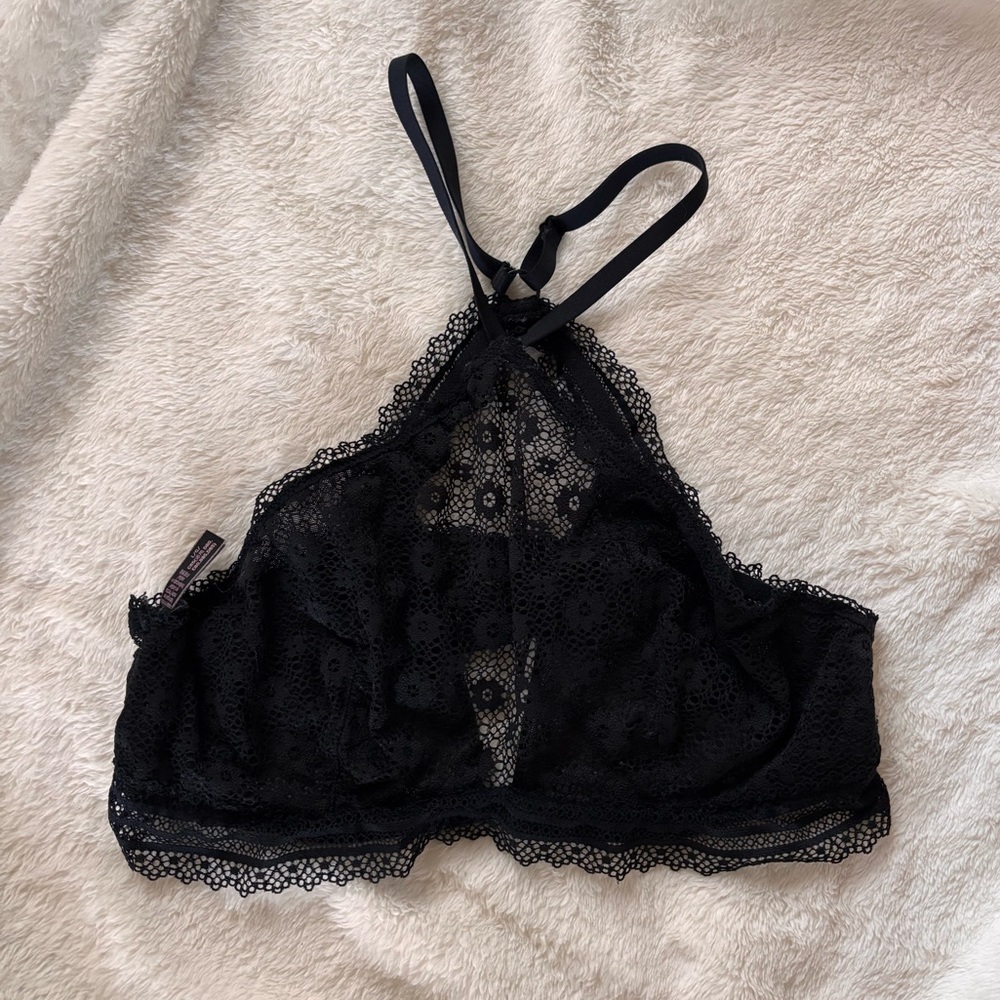 Victoria's Secret Black Lace Halter Bralette